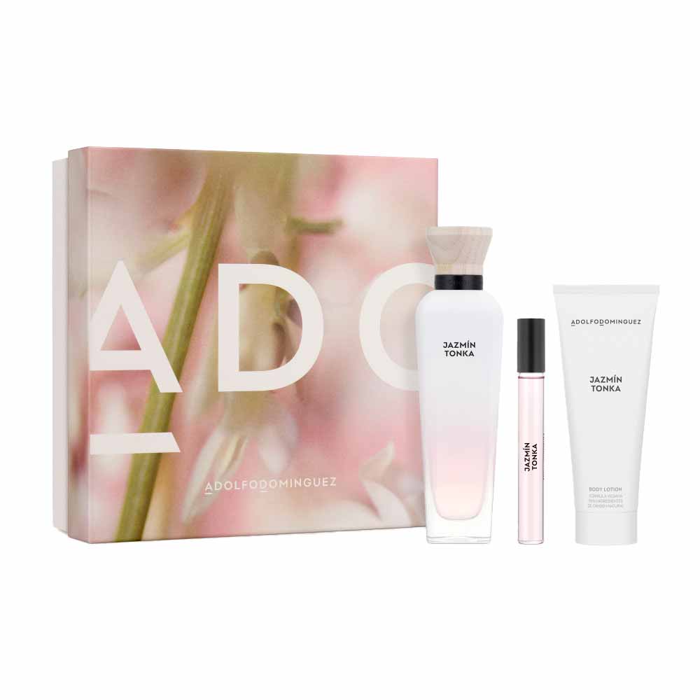 Adolfo Dominguez Jazmín Tonka Perfume Feminino Edp Coffret Creme Corporal Travel Size Kit