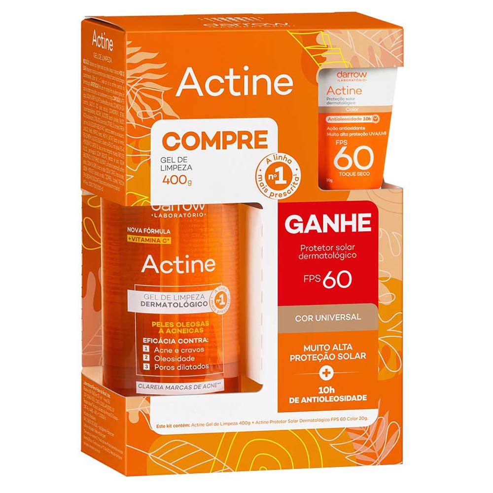 Darrow Actine Kit  Gel de Limpeza Facial + Protetor Solar Facial com Cor Kit