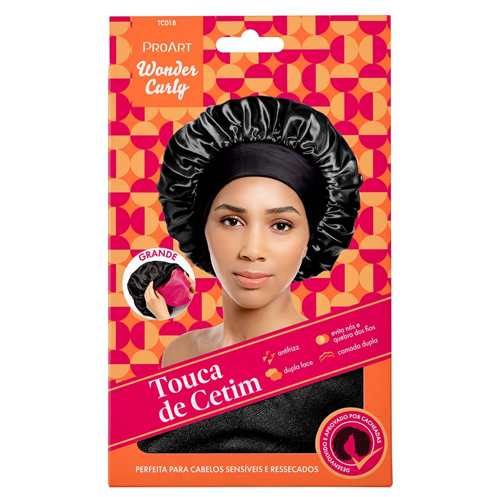 Touca De Cetim Proart Wonder Curly Camada G Preto