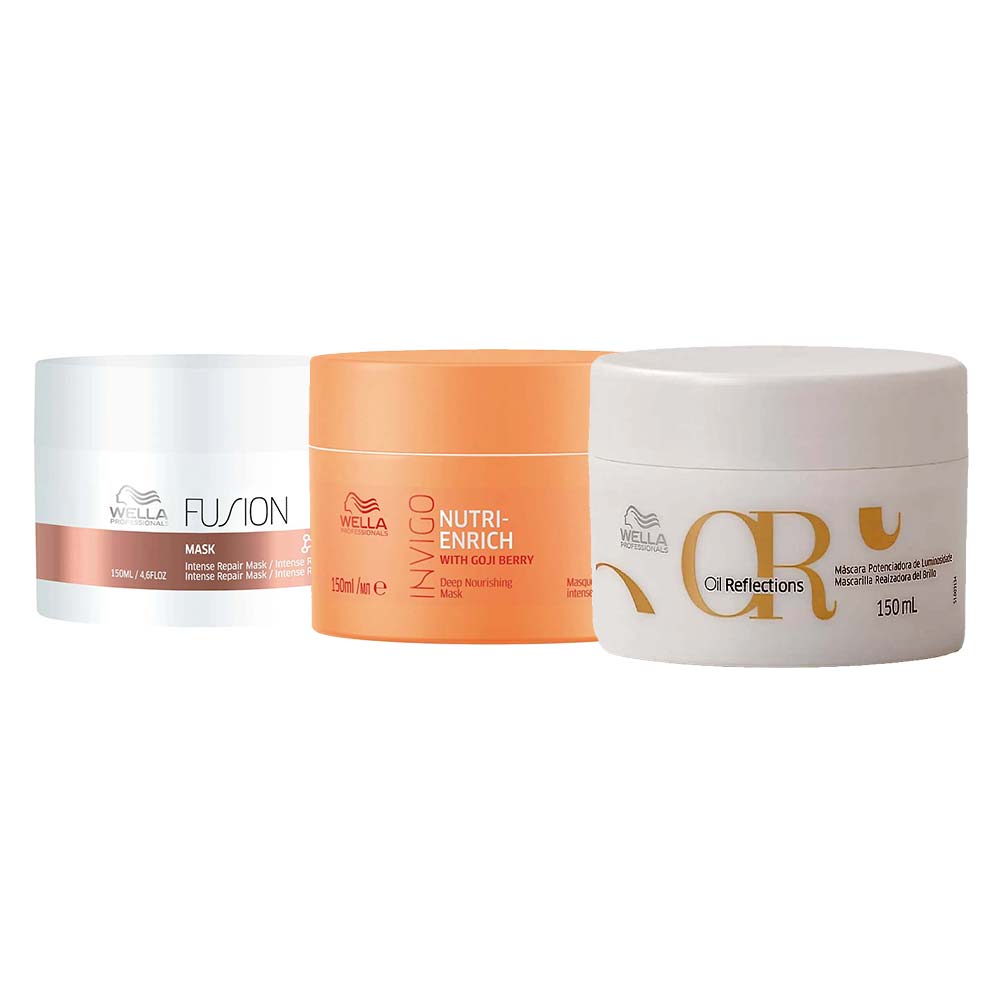 Wella Professionals Kit com 3 Máscara  Oil Reflections + Fusion + Invigo Kit