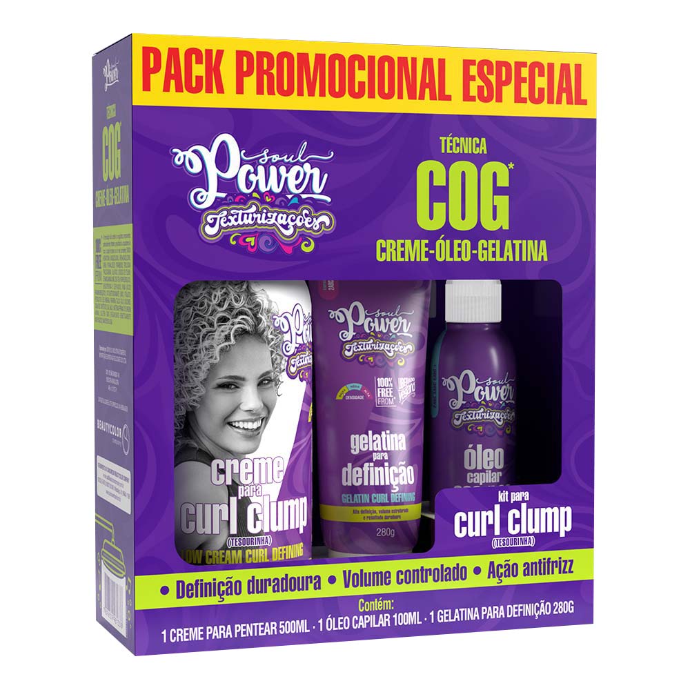 Soul Power Técnica Cog Kit  Creme Para Pentear + Gelatina + Óleo Capilar Kit