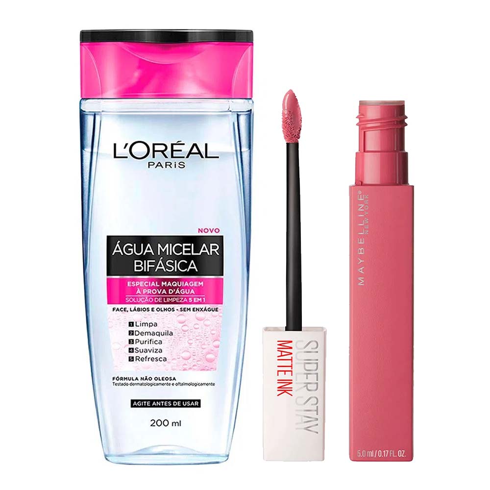L'Oréal Paris + Maybelline Kit  Água Micelar Bifásica + Batom Líquido Longa Duração Lover Kit