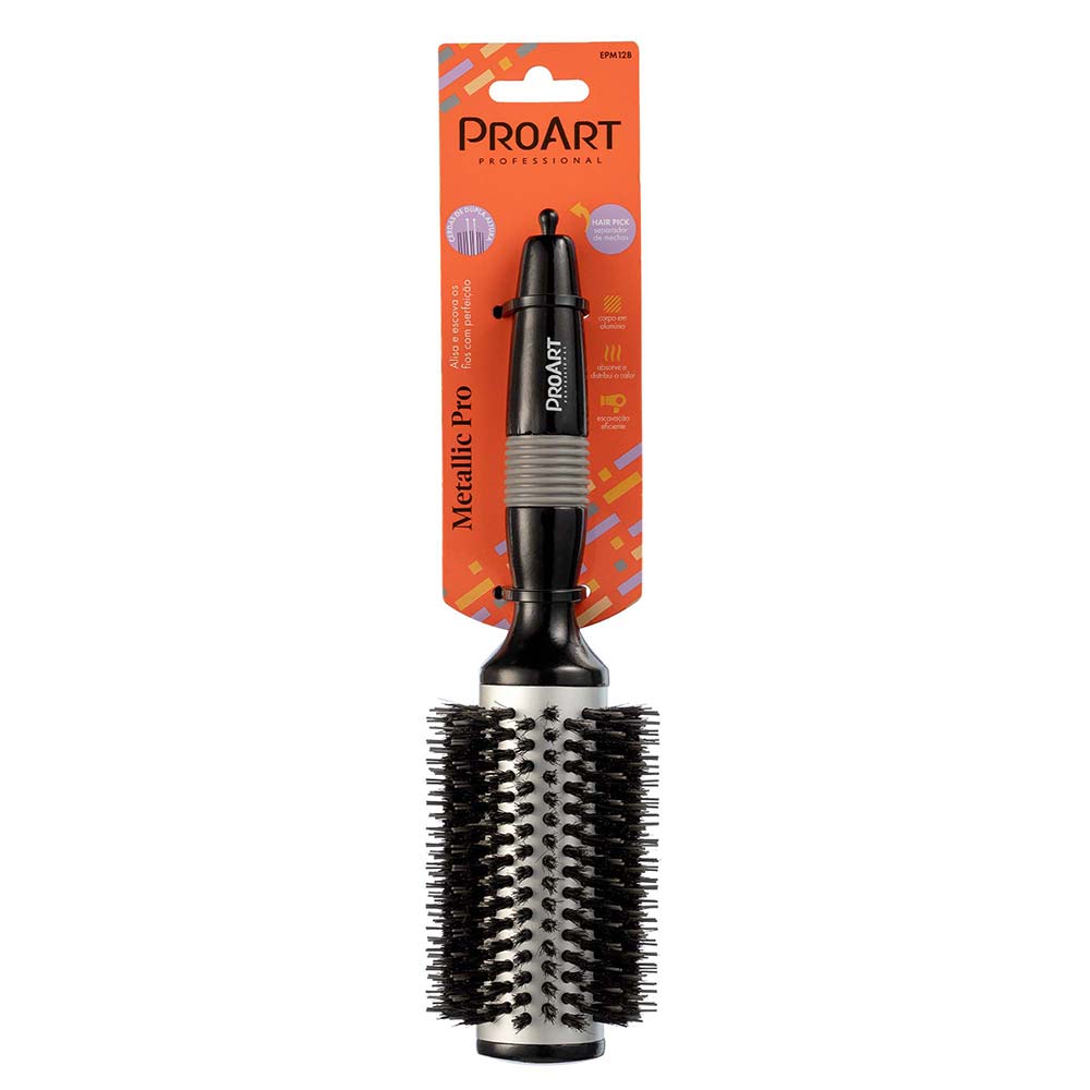 Escova de Cabelo ProArt Profissional Metallic Pro Prata 38mm