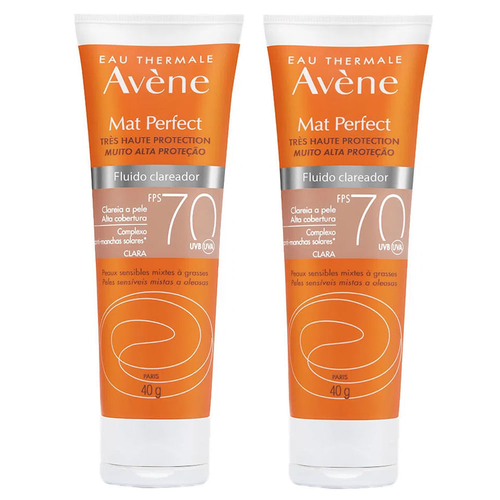 Avène Mat Perfect Kit Com 2 Unidades – Protetor Solar Clareador Com Cor Fps70 – Claro 40g Kit