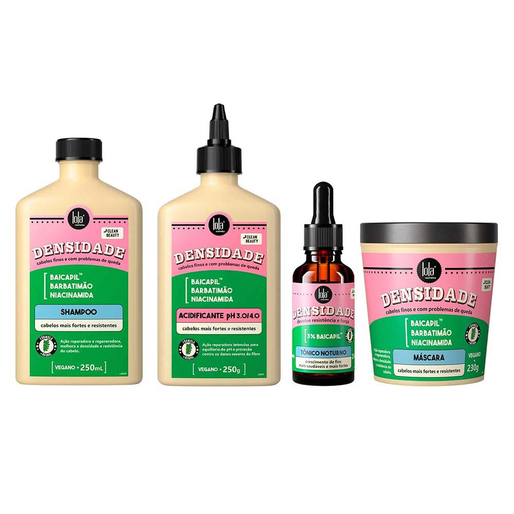 Lola Cosmetics Densidade Kit – Shampoo + Máscara + Tônico + Acidificante Kit