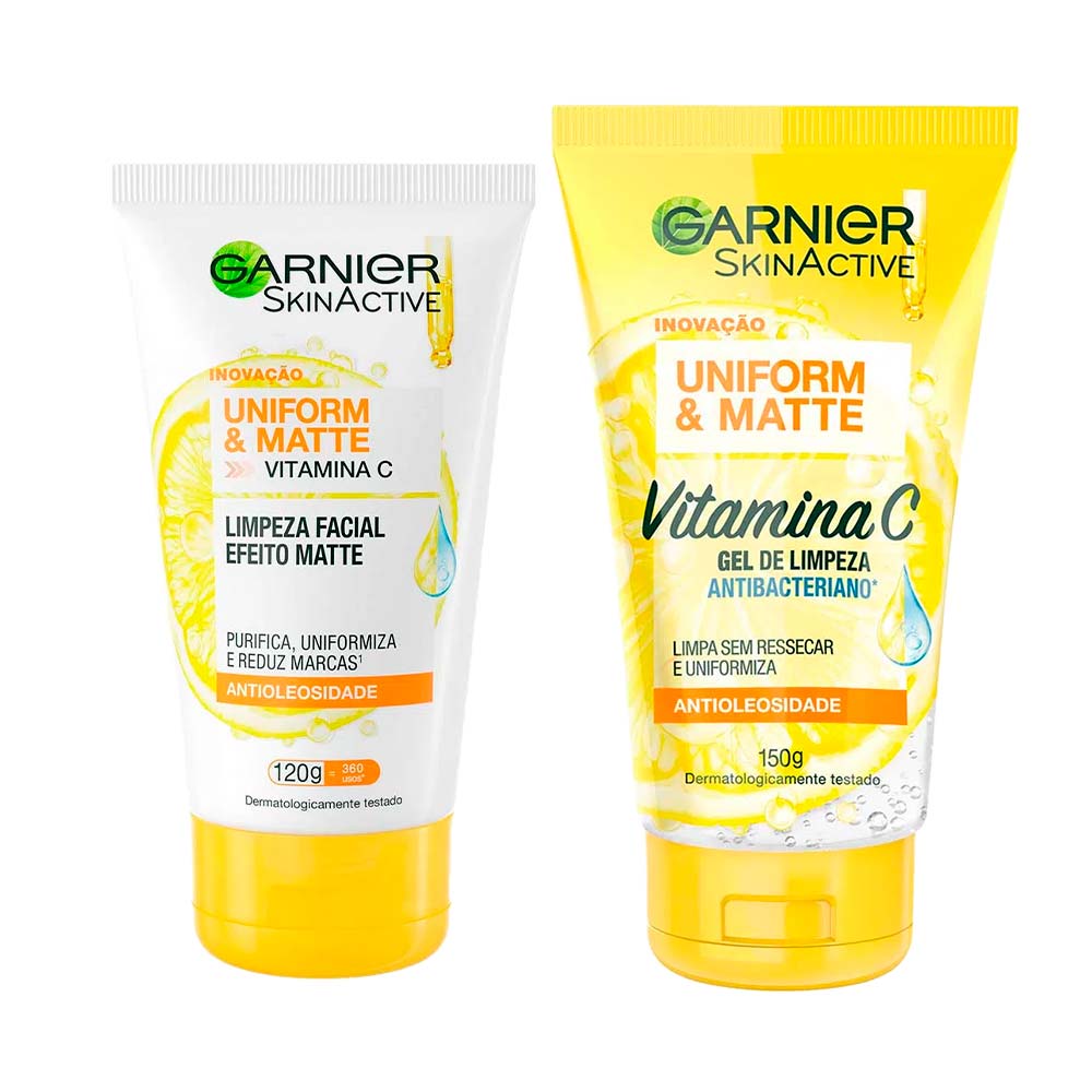 Garnier Kit – Gel de Limpeza Facial Skin Active + Gel de Limpeza Facial Skin Uniform & Matte Kit