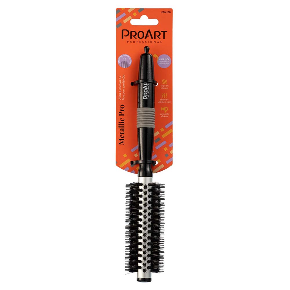Escova de Cabelo ProArt Profissional Metallic Pro Prata 15mm