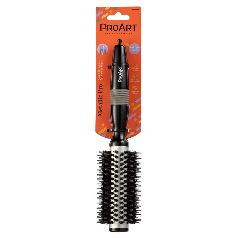 Escova de Cabelo ProArt Profissional Metallic Pro Prata 25mm