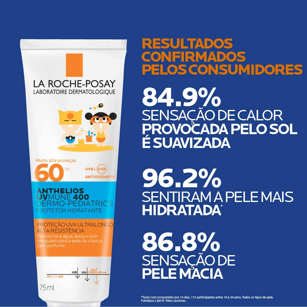 Protetor Solar Hidratante Infantil La RochePosay Anthelios UVMune 400 DermoPediatrics FPS60 75ml