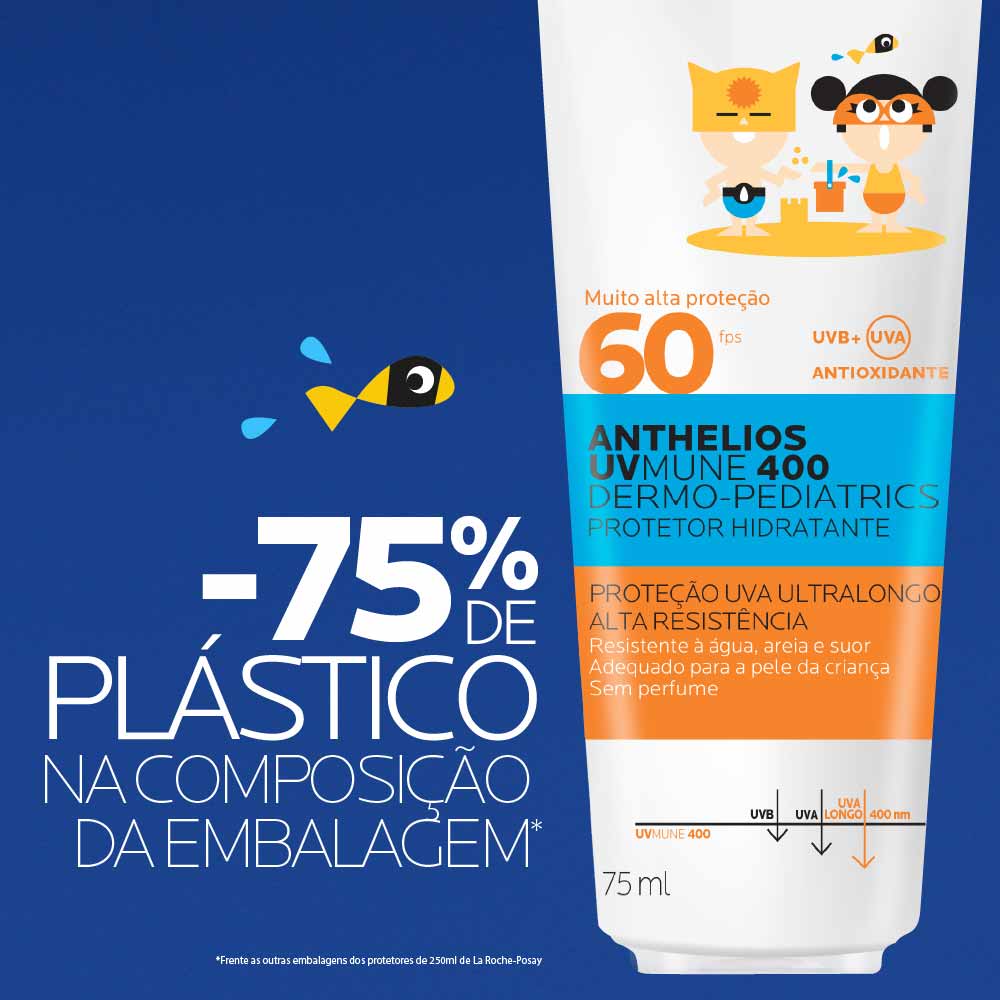 Protetor Solar Hidratante Infantil La RochePosay Anthelios UVMune 400 DermoPediatrics FPS60 75ml