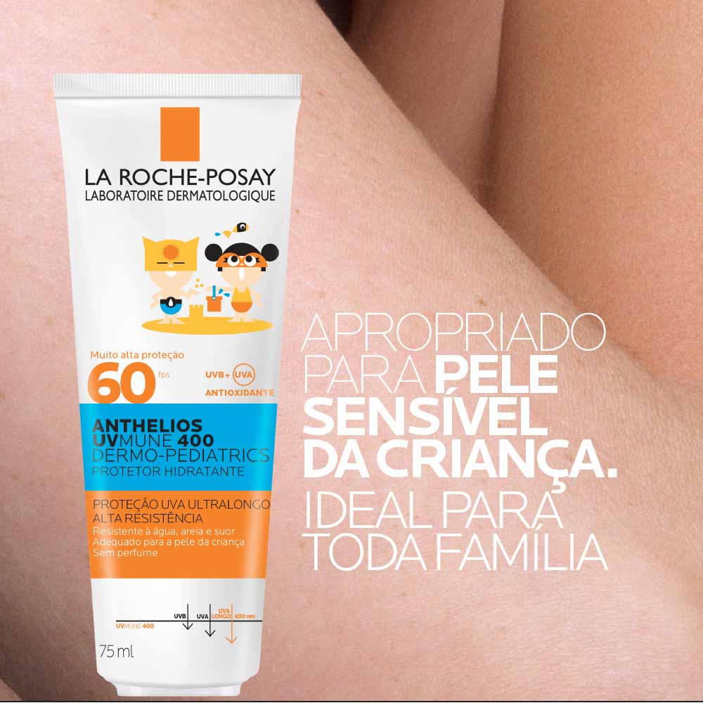 Protetor Solar Hidratante Infantil La RochePosay Anthelios UVMune 400 DermoPediatrics FPS60 75ml