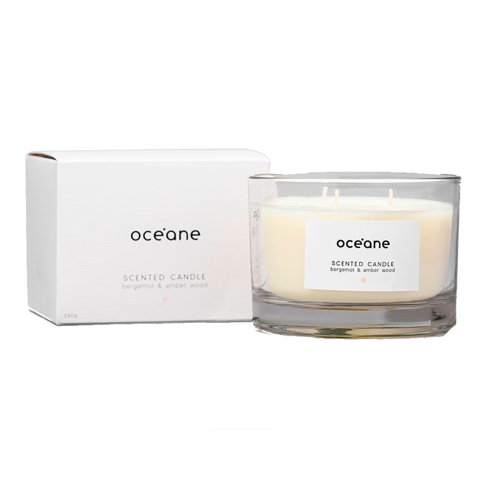 Vela 3 Pavios de Bergamota e âmbar Scented Candle 290g