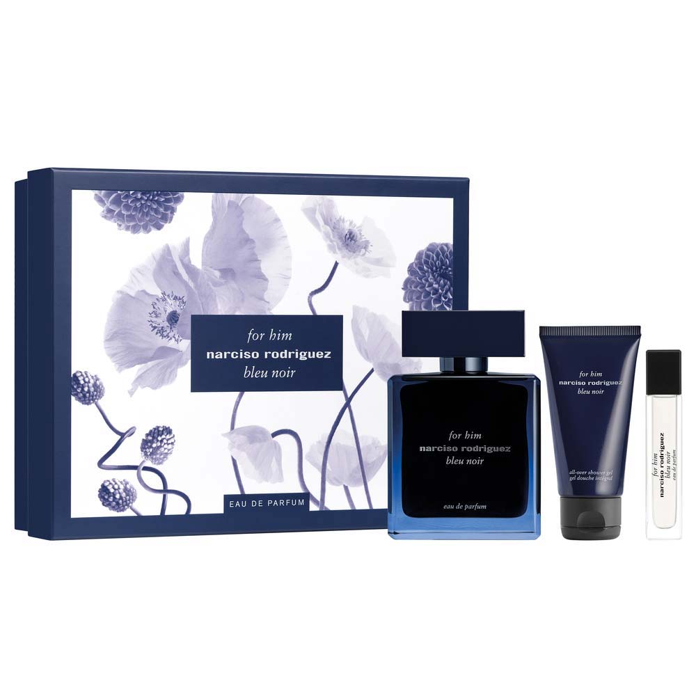 Kit Perfume Masculino Narciso Rodriguez For Him Bleu Noir Eau De Parfum 100ml + Gel De Banho 50ml + Miniatura 10ml