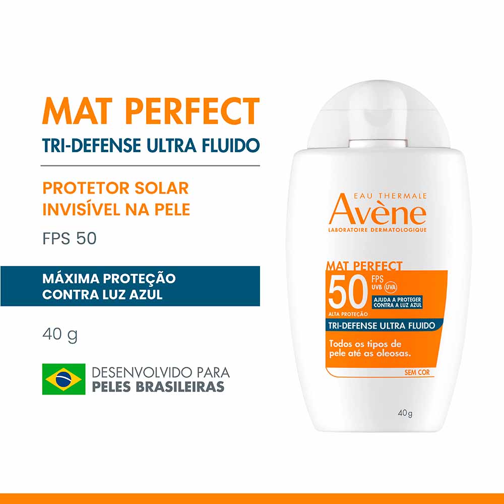 Protetor Solar Facial Sem Cor Avène Mat Perfect TriDefense Ultra Fluido FPS50 40g