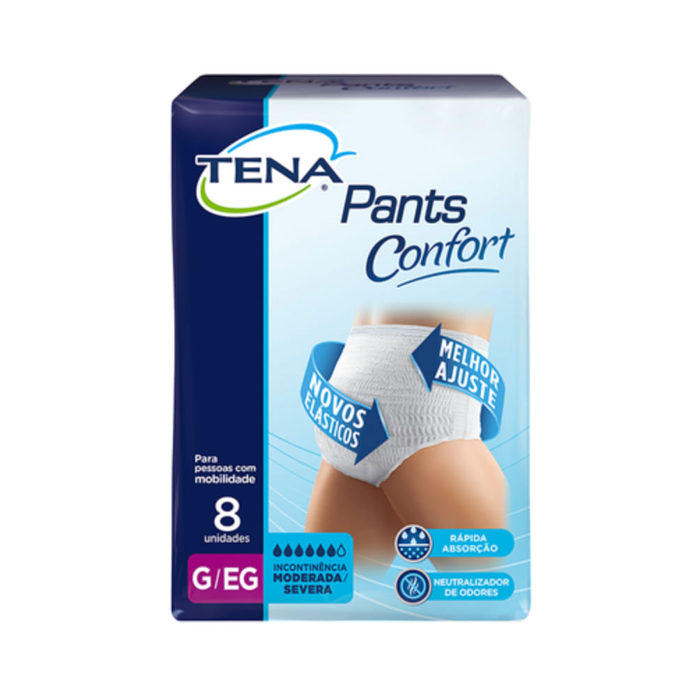 Roupa Íntima Tena Pants Confort Tamanho G/eg 8 Unidades