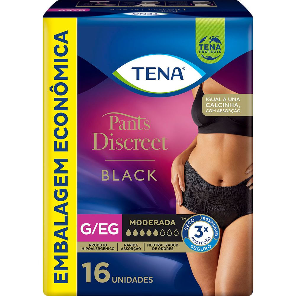 Fralda Adulto Tena Pants Discreet Black Tamanho G/Eg 8 Unidades
