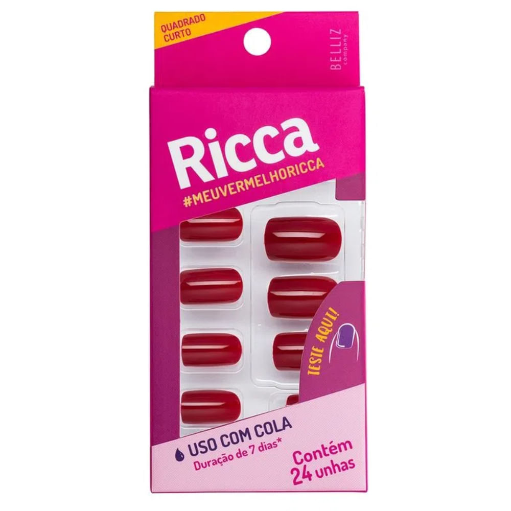 Unhas Postiças Ricca Vermelho Bordo
