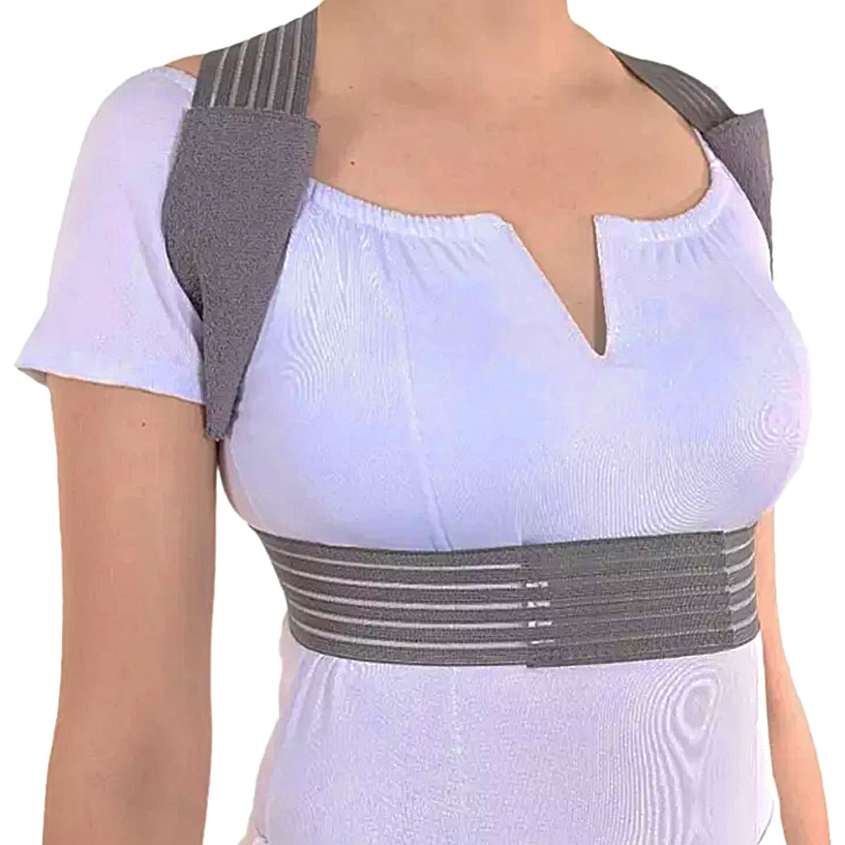 Corretor Postural Elástico Chantal Evolution - Cinza - Tamanho Gg