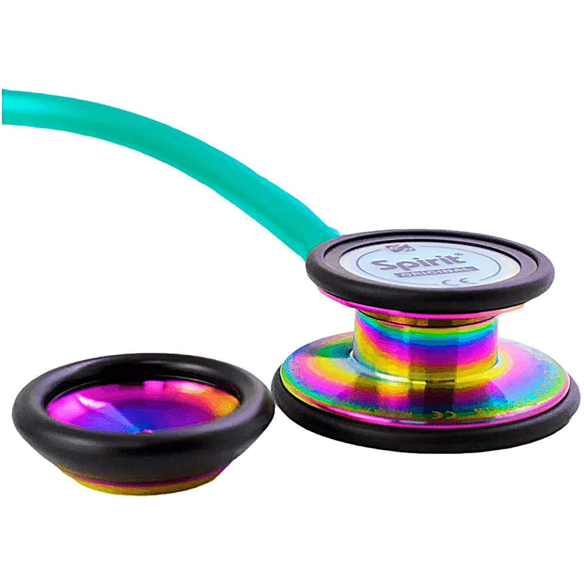 Estetoscópio Spirit III Pro Adulto e Pediátrico - Black Edition Verde Perolizado Rainbow