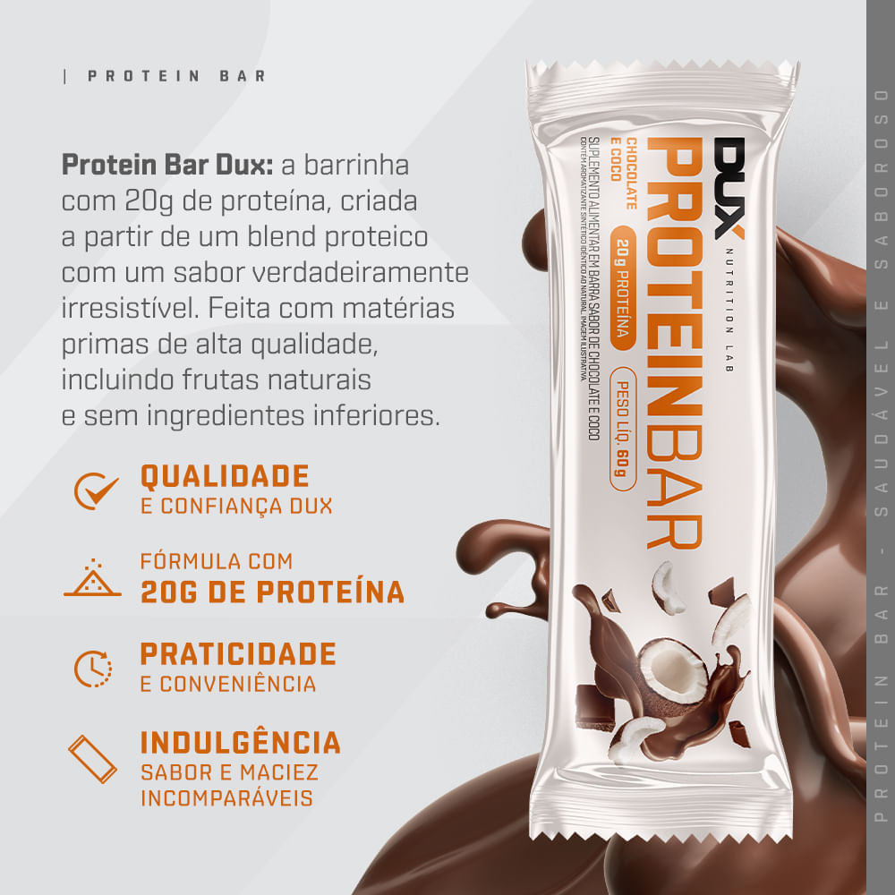 PROTEIN BAR - 12 UNIDADES Sabor Chocolate e Coco