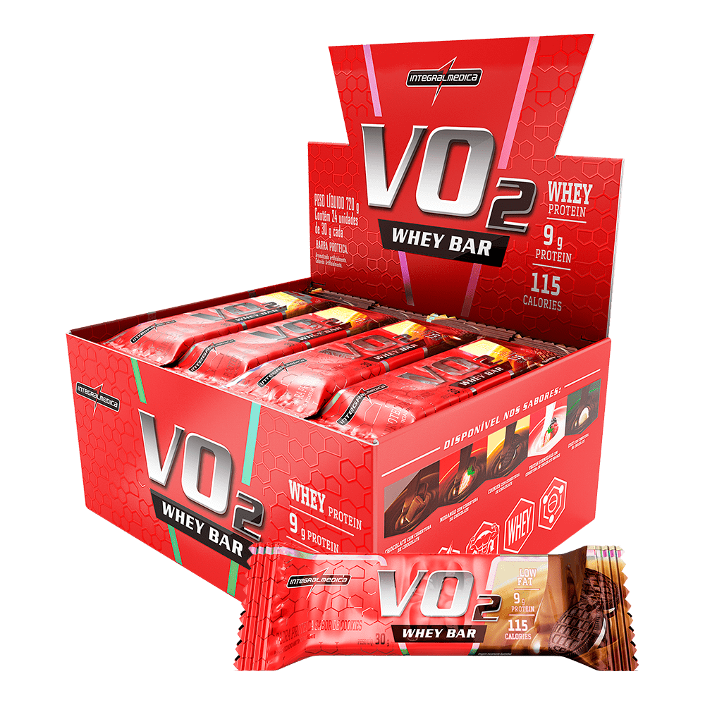 Kit 12 Barra de Proteína VO2 Whey Bar sabor Cookies and Cream Integralmedica