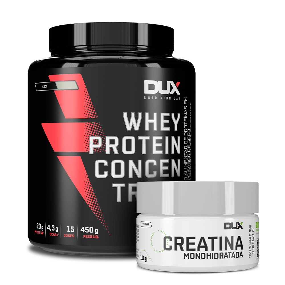 WHEY PROTEIN CONCENTRADO - POTE 450G + CREATINA MONOHIDRATADA 100G Chocolate Branco