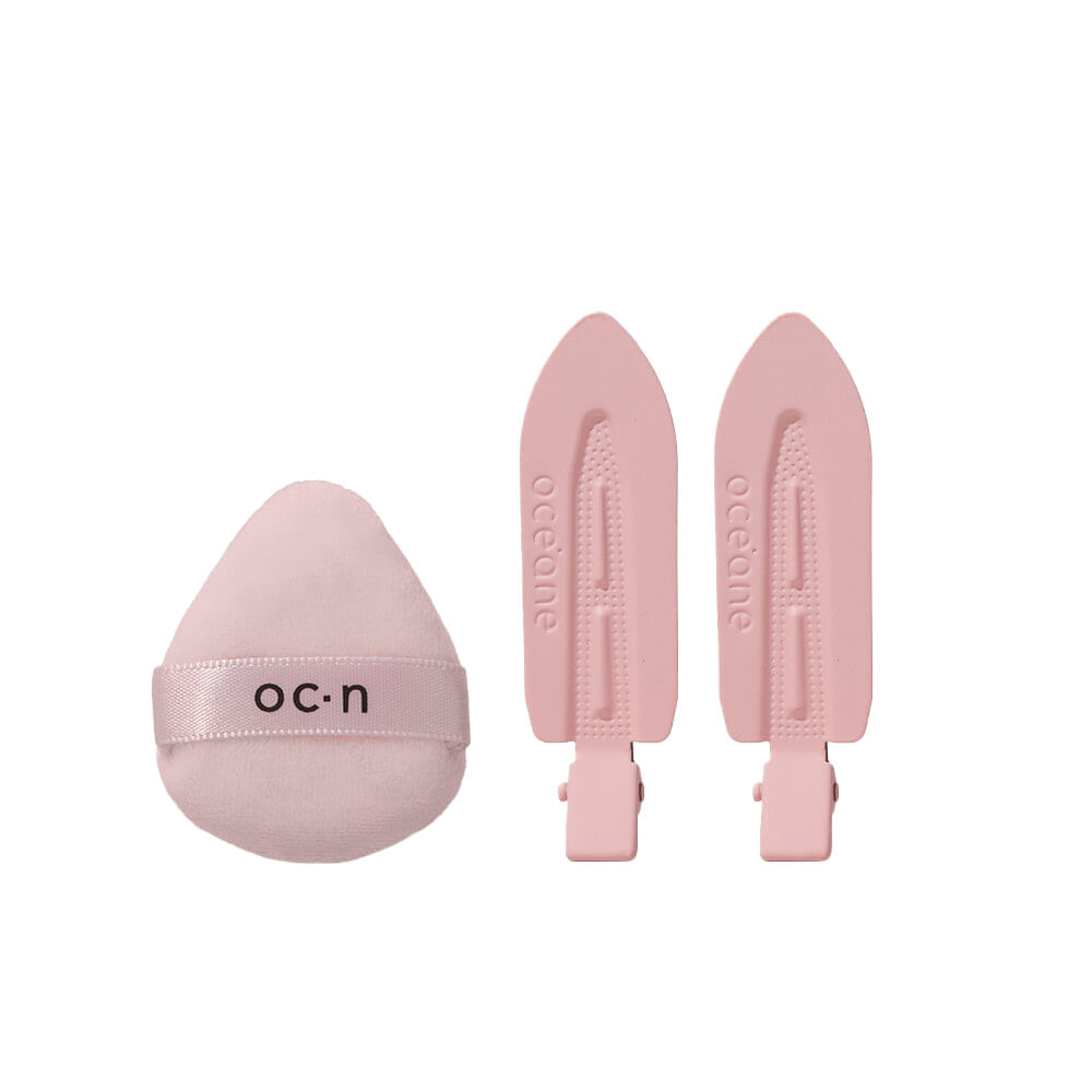 Kit Acessórios Para Make – Presilha De Cabelo Rosa + Mini Esponja Océane Edition (2 Produtos)