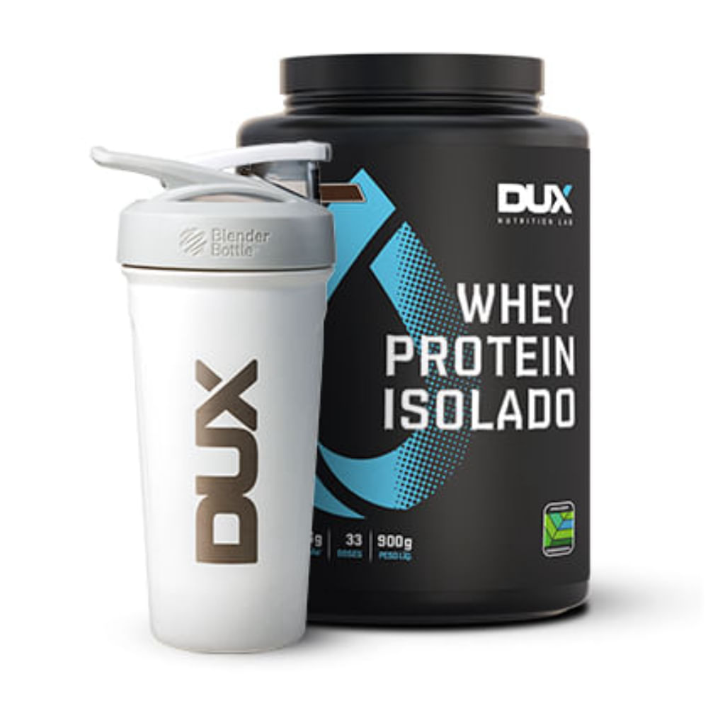 Whey Protein Isolado Sabor Baunilha 900g + Blender Bottle Dux Strada Ss 710ml