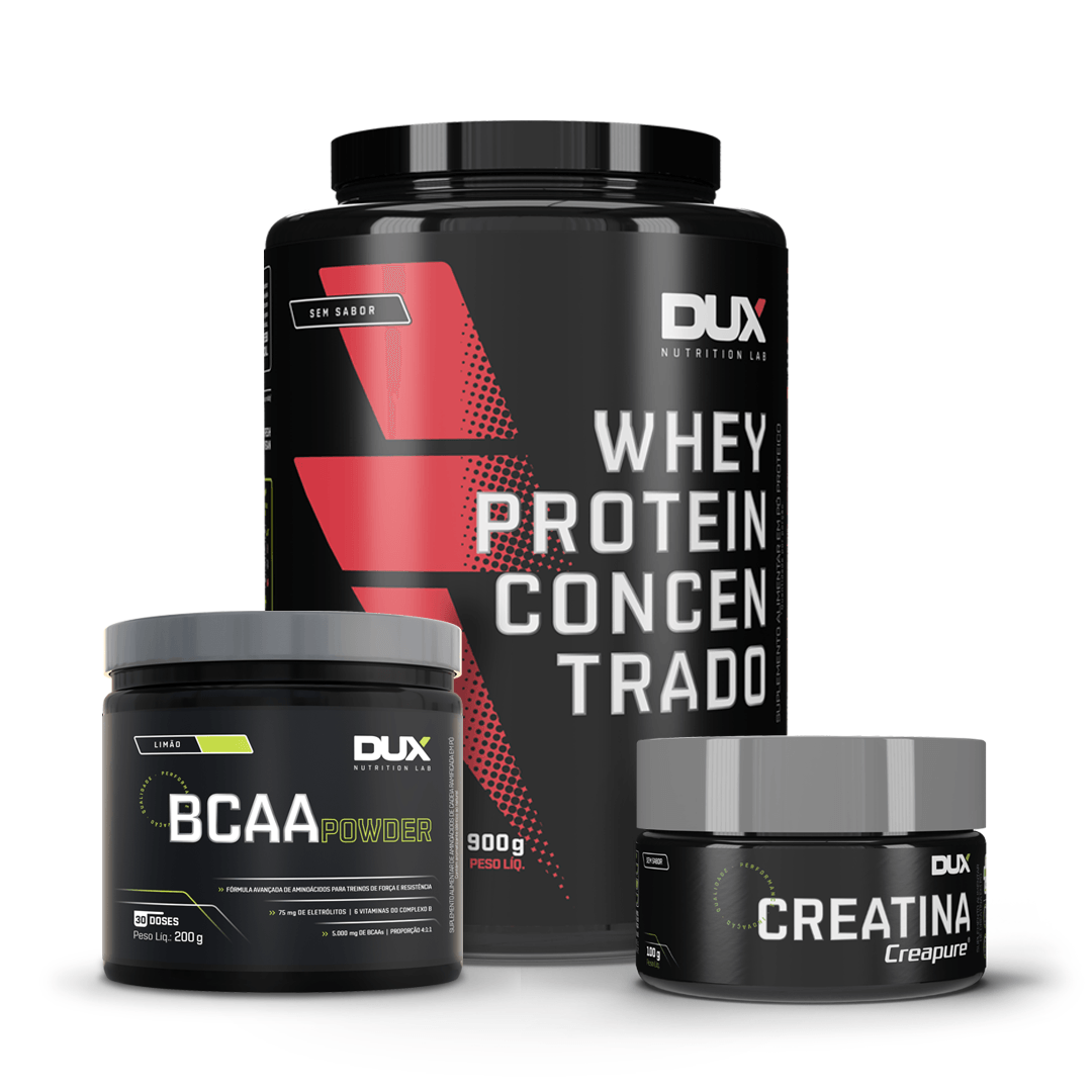 Whey Protein Concentrado Sem Sabor + BCAA Laranja + Creatina 100g