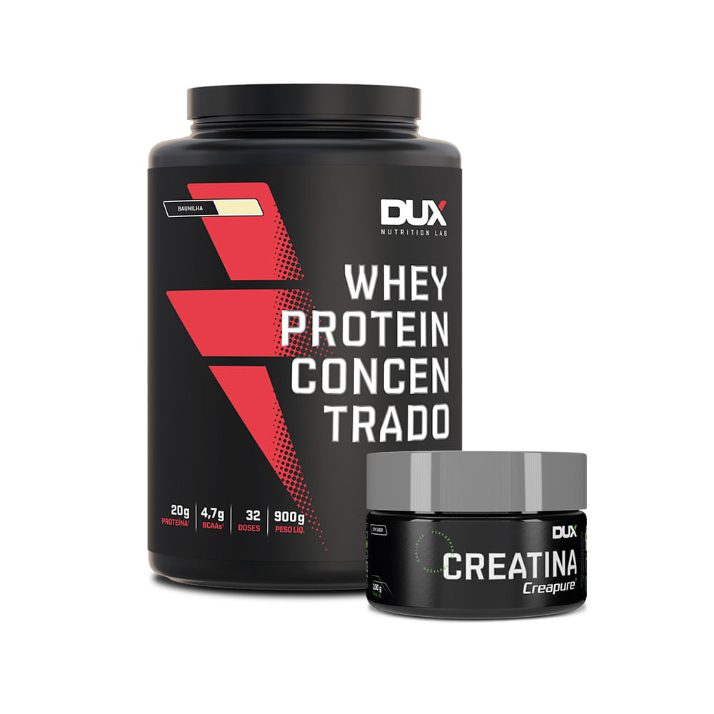 Whey Protein Concentrado Morango 900g + Creatina 100g