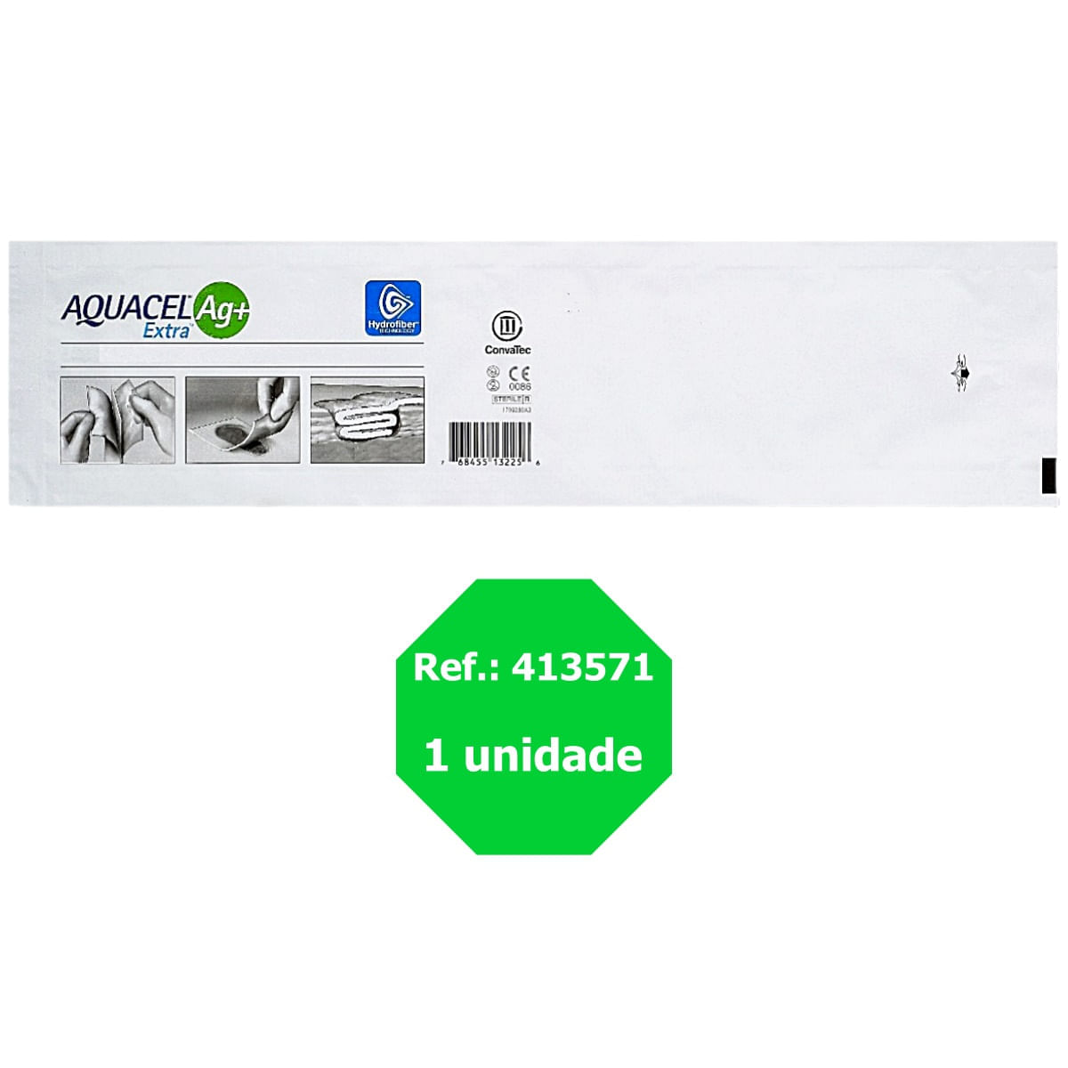 Curativo Aquacel AG+ Extra CONVATEC 413571 - 2x45 cm - Fita - Unidade