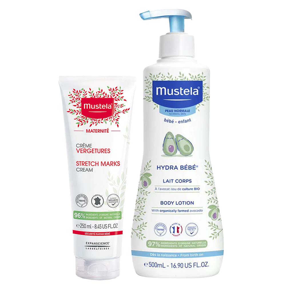Mustela Kit – Creme Para Estrias Maternité 250ml + Hidratante Hydra Bebê 500ml