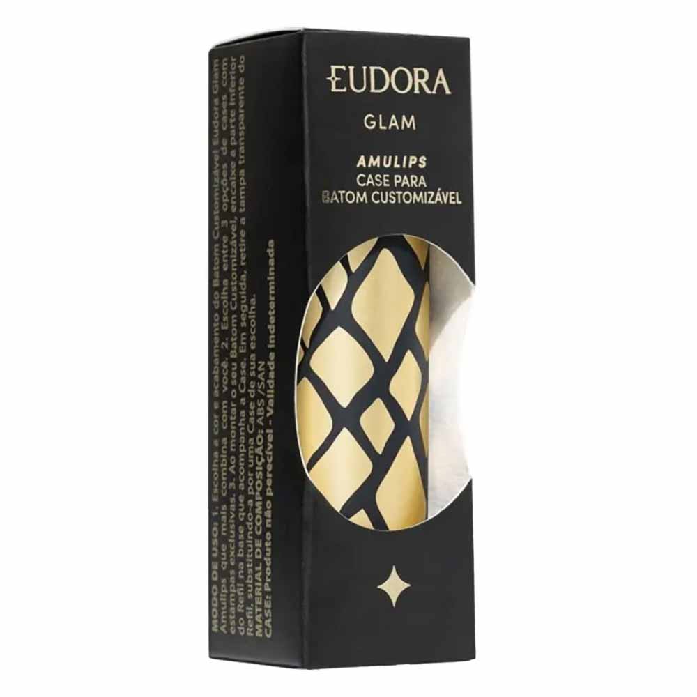 Case para Batom Customizável Eudora Glam Amulips Preto Chique
