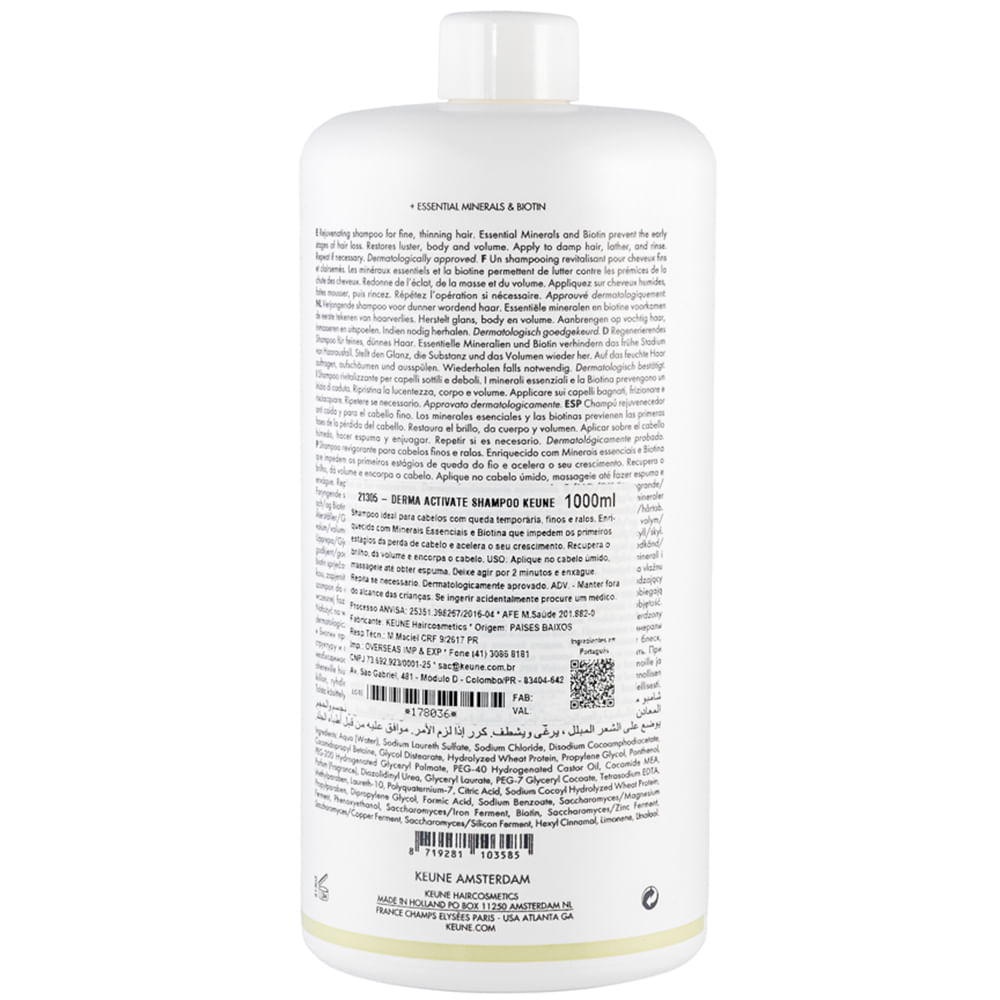 Keune Care Derma Activate  Shampoo Fortificante Tamanho Professional