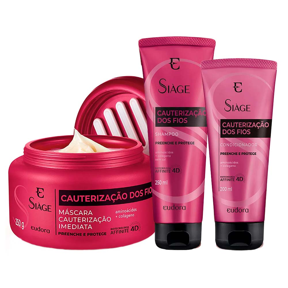 Eudora Siage Cauterização Dos Fios Kit  Shampoo + Condicionador + Máscara