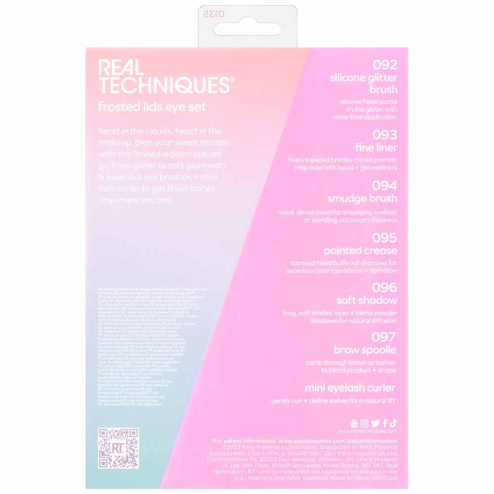 Real Techniques Pastel Pop Frosted Lids Eye Kit  6 Pincéis para Olhos + 1 Mini Curvador de Cílios