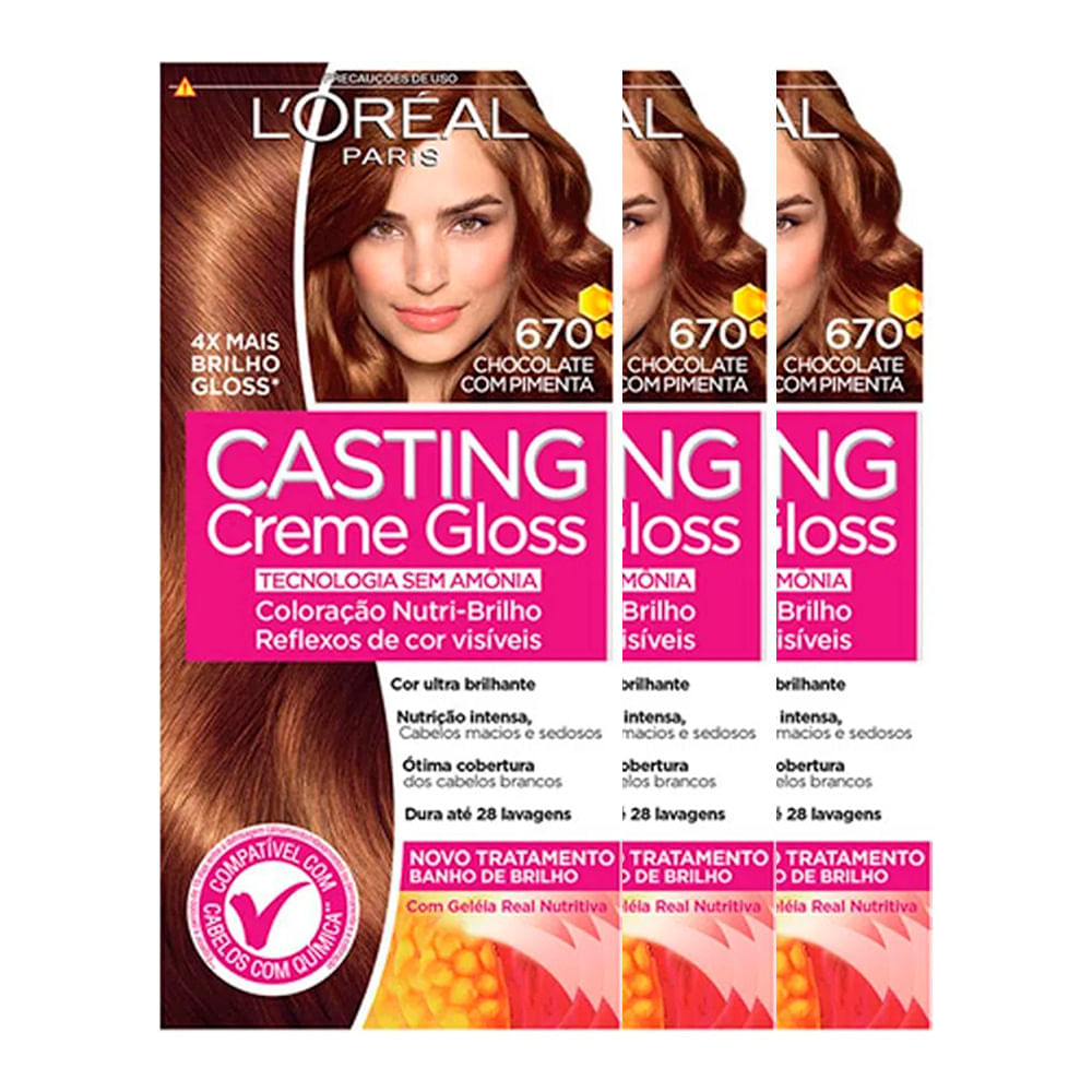 L'Oréal Paris Coloração Casting Creme Gloss Kit  670 Chocolate com Pimenta