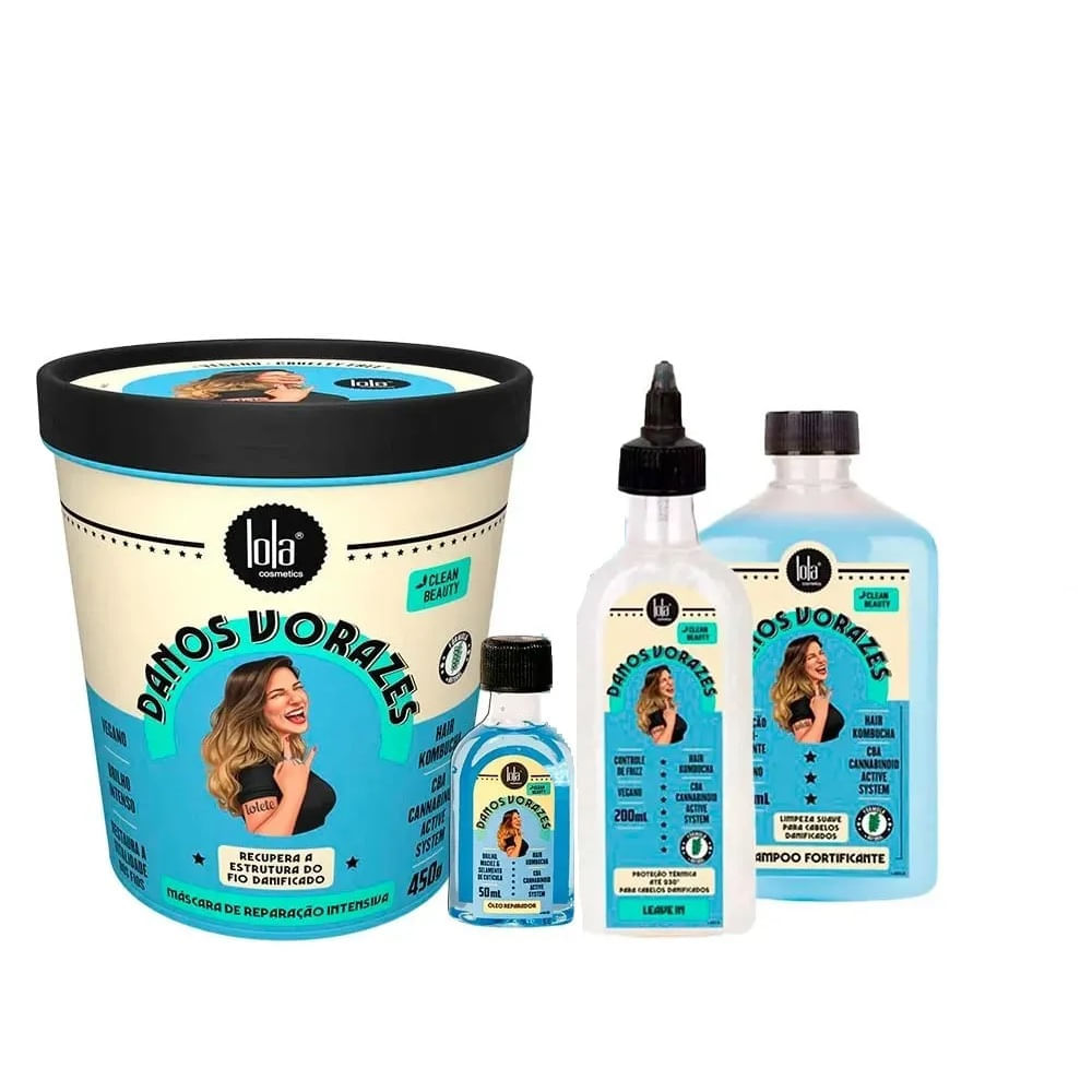 Lola Cosmetics Danos Vorazes Kit  Shampoo + Máscara + Leavein + Óleo