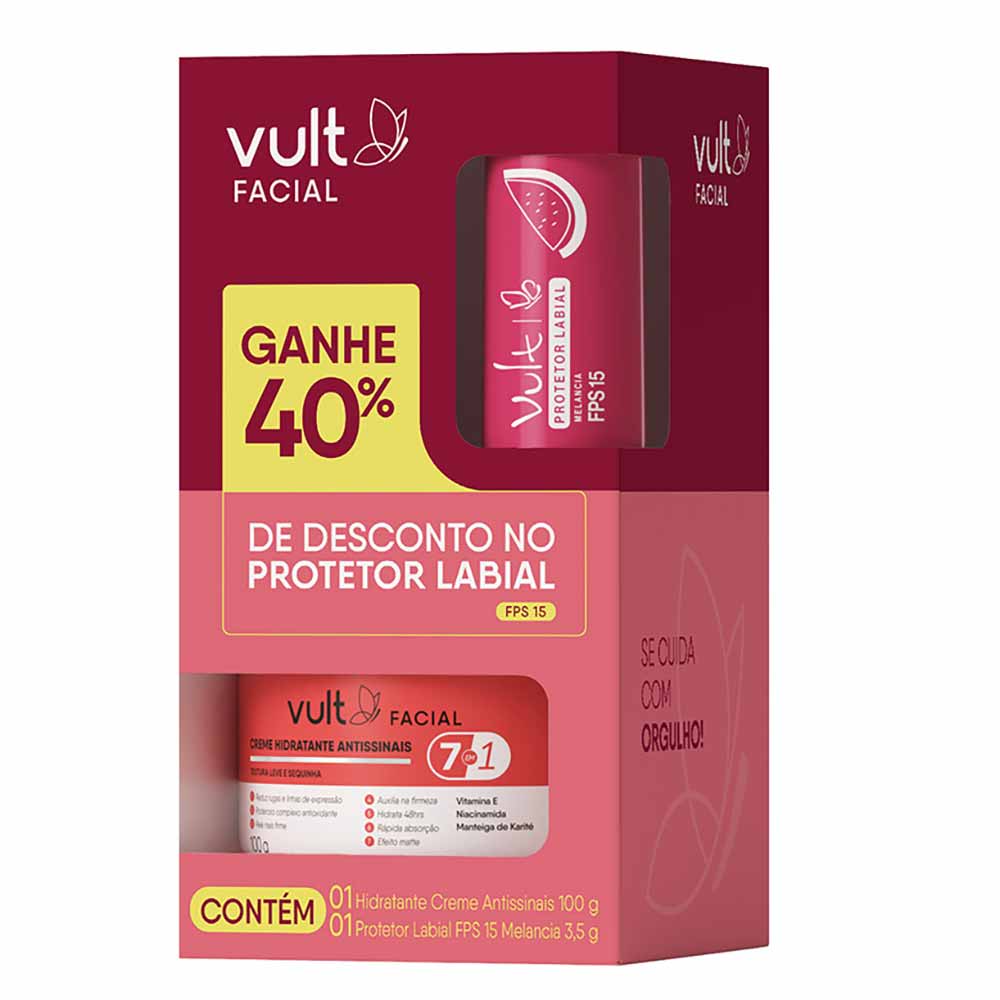 Kit Vult  Creme Antissinais + Protetor Labial Melancia FPS 15