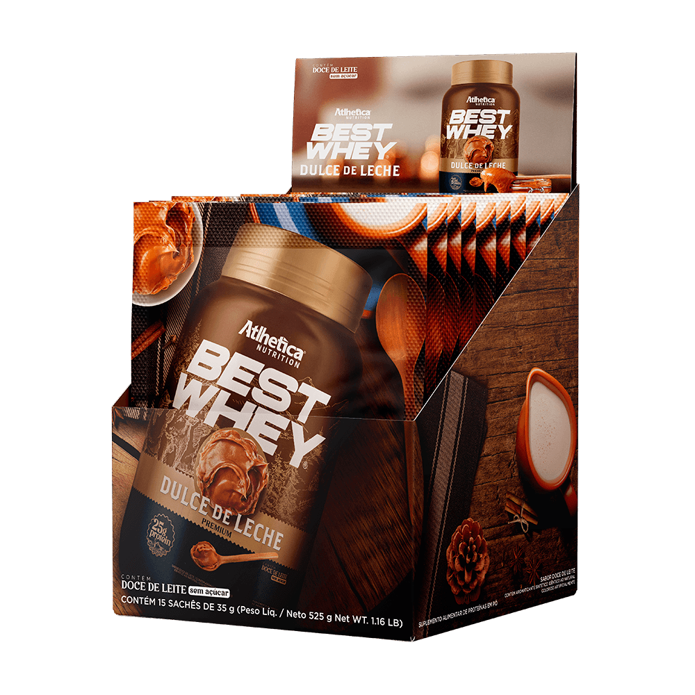 Best Whey Protein Dulce de Leche - Display com 15 Sachês de 40g