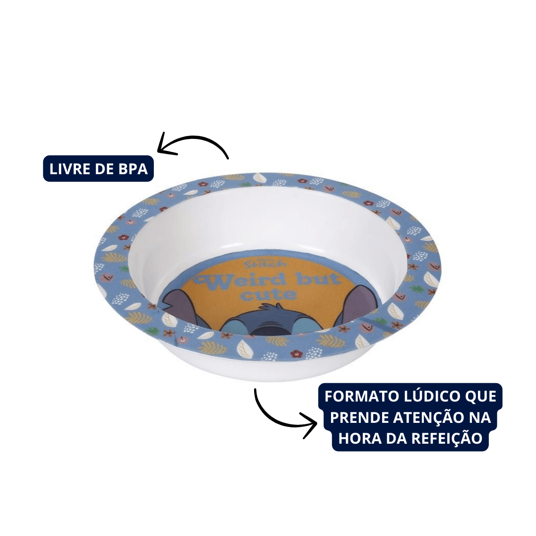Prato Bowl Infantil Temático Unissex Stitch 450ml