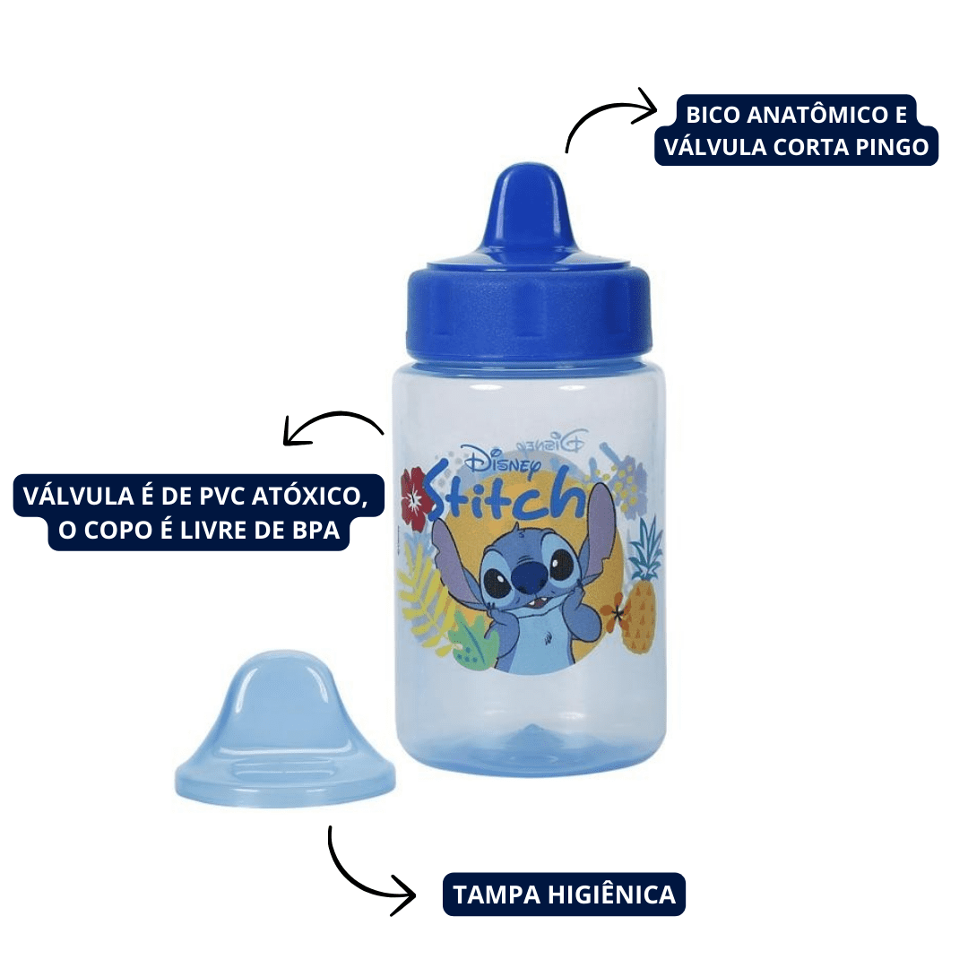 Copo De Transição Infantil Com Tampa Higiênica Stitch Premium
