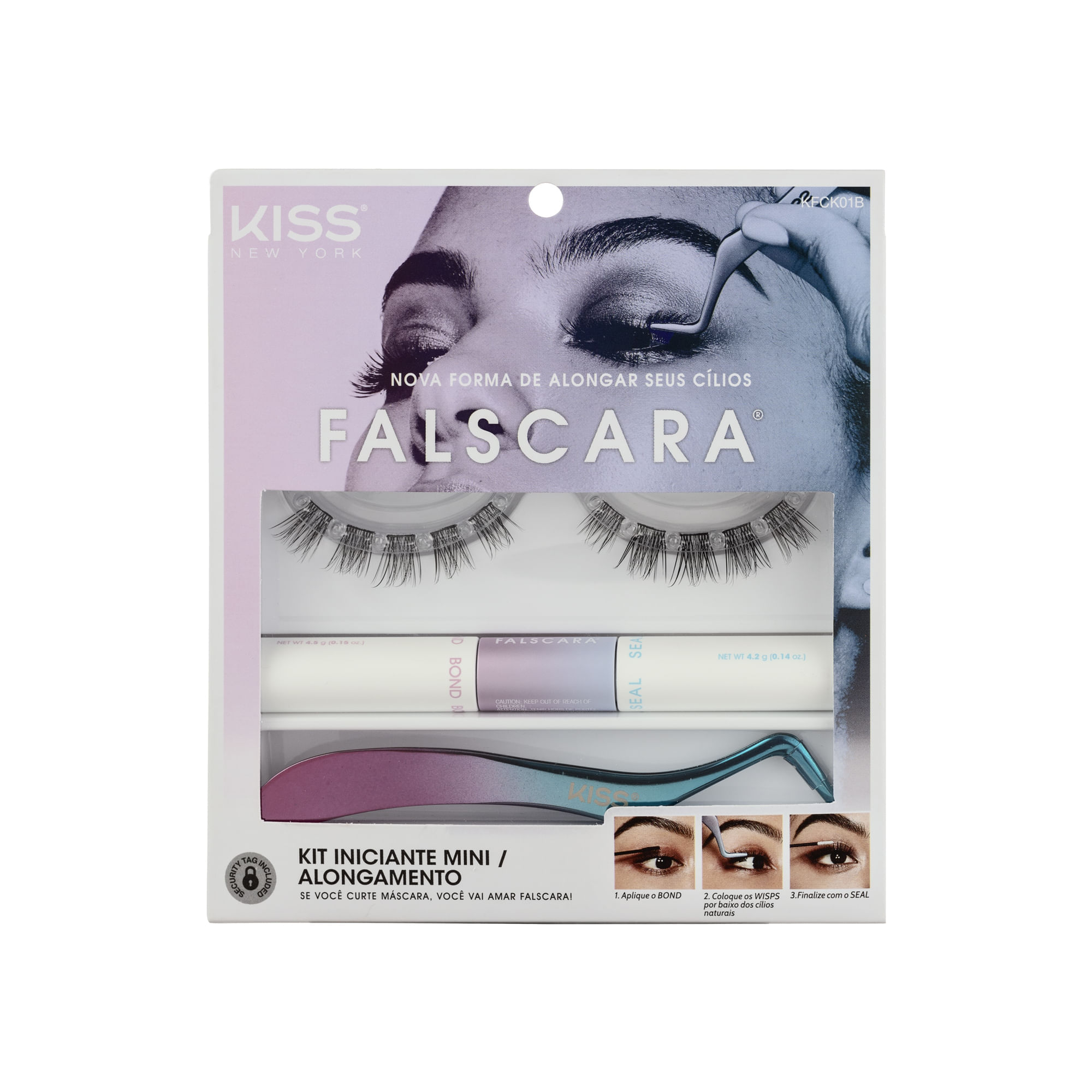 Kit  Essencial Iniciante Cílios Postiços Falscara  Kiss New York Única