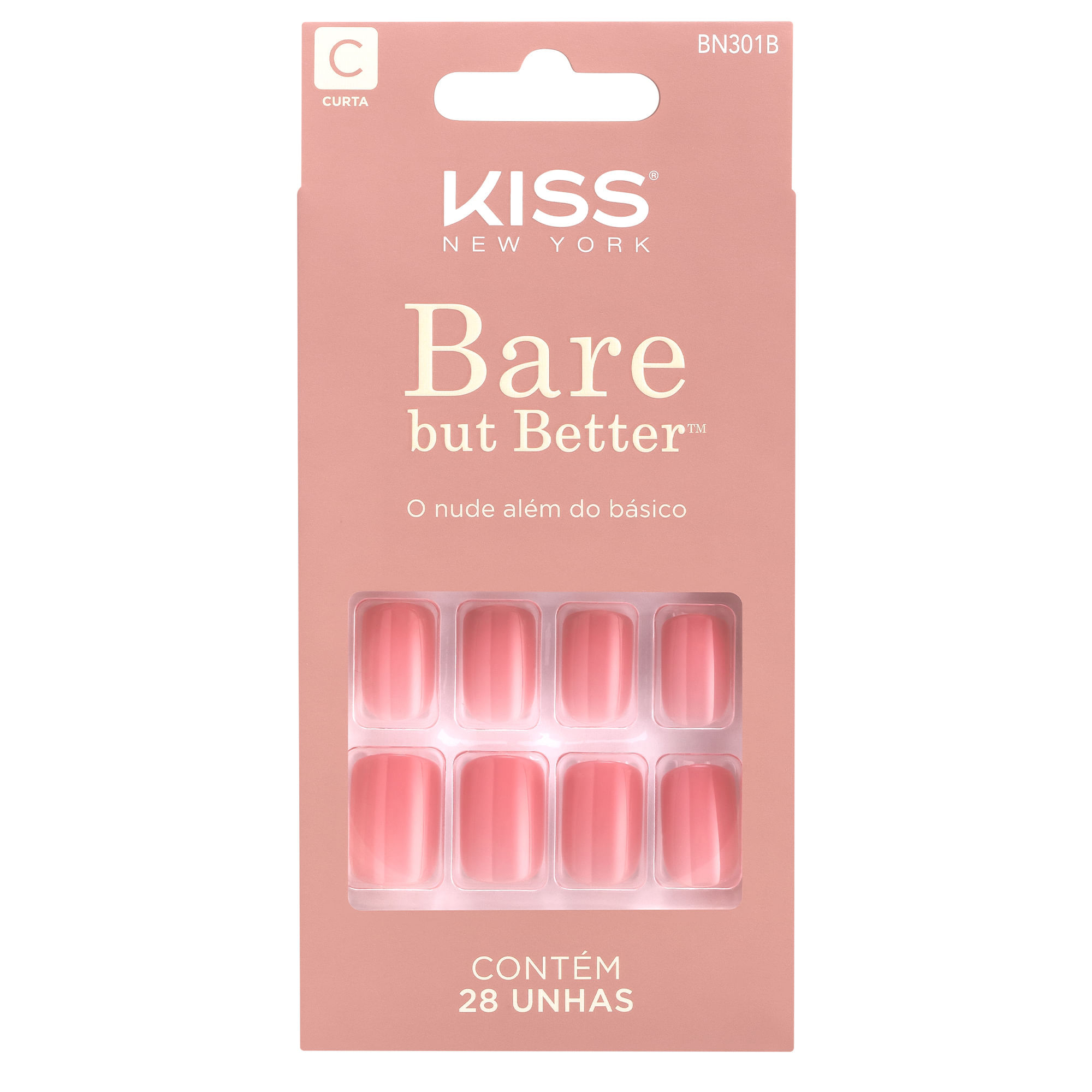 Unha Postiça Sem Cola Bare But Better So Natural  Kiss New York Rosa