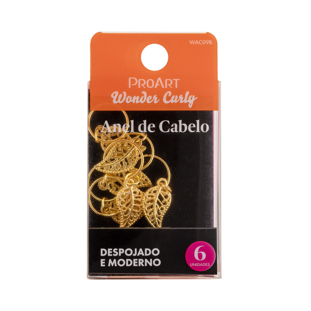 Anel de Cabelo Golden Leaf 6 Unidades  ProArt Dourado