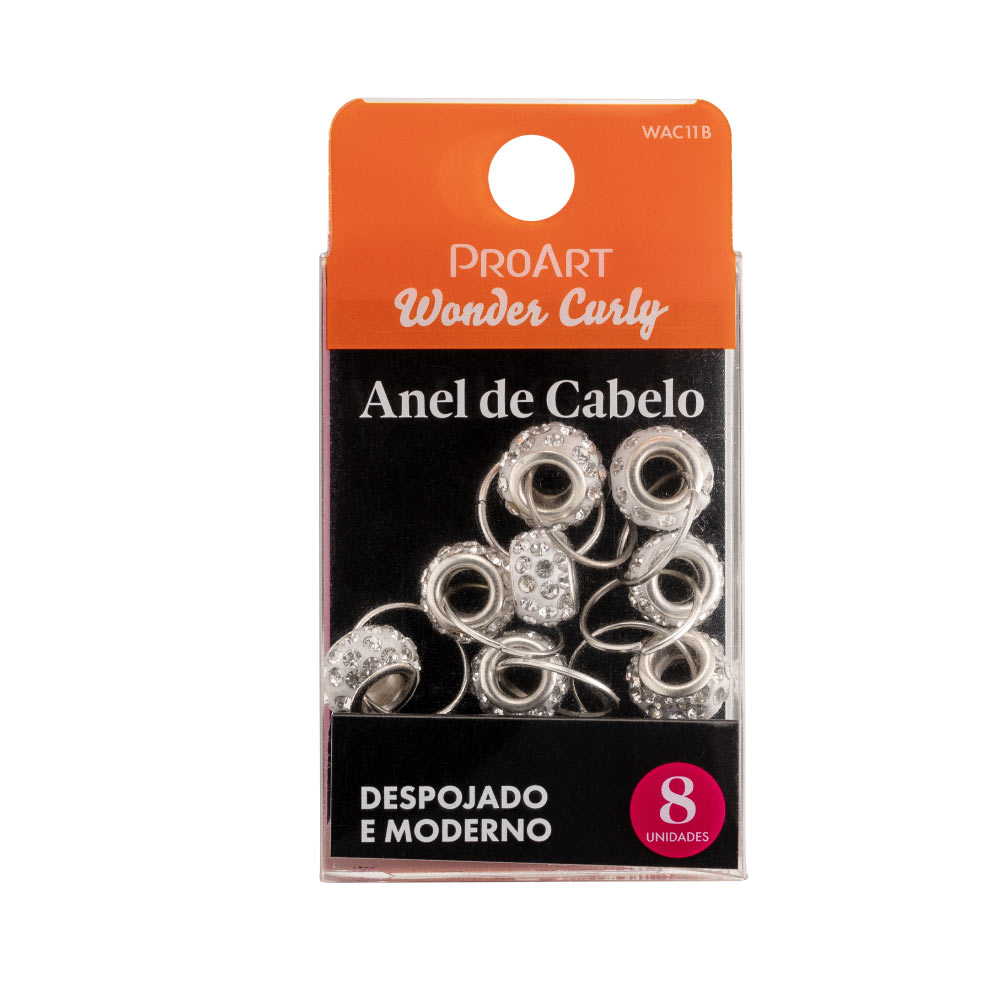 Anel De Cabelo Silver Pearl 8 Unidades  Proart Prata