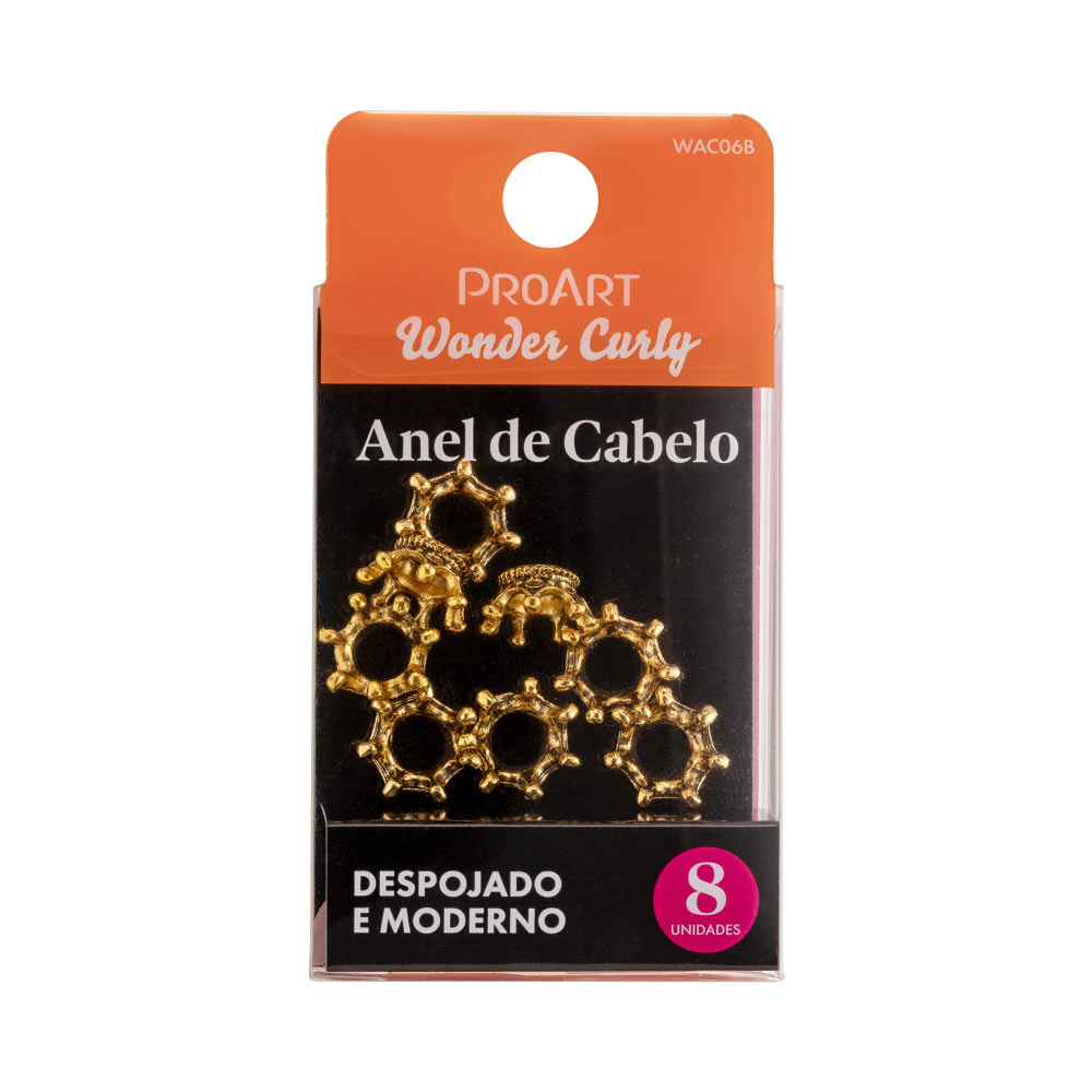 Anel de Cabelo Golden Crown 8 Unidades  ProArt Dourado