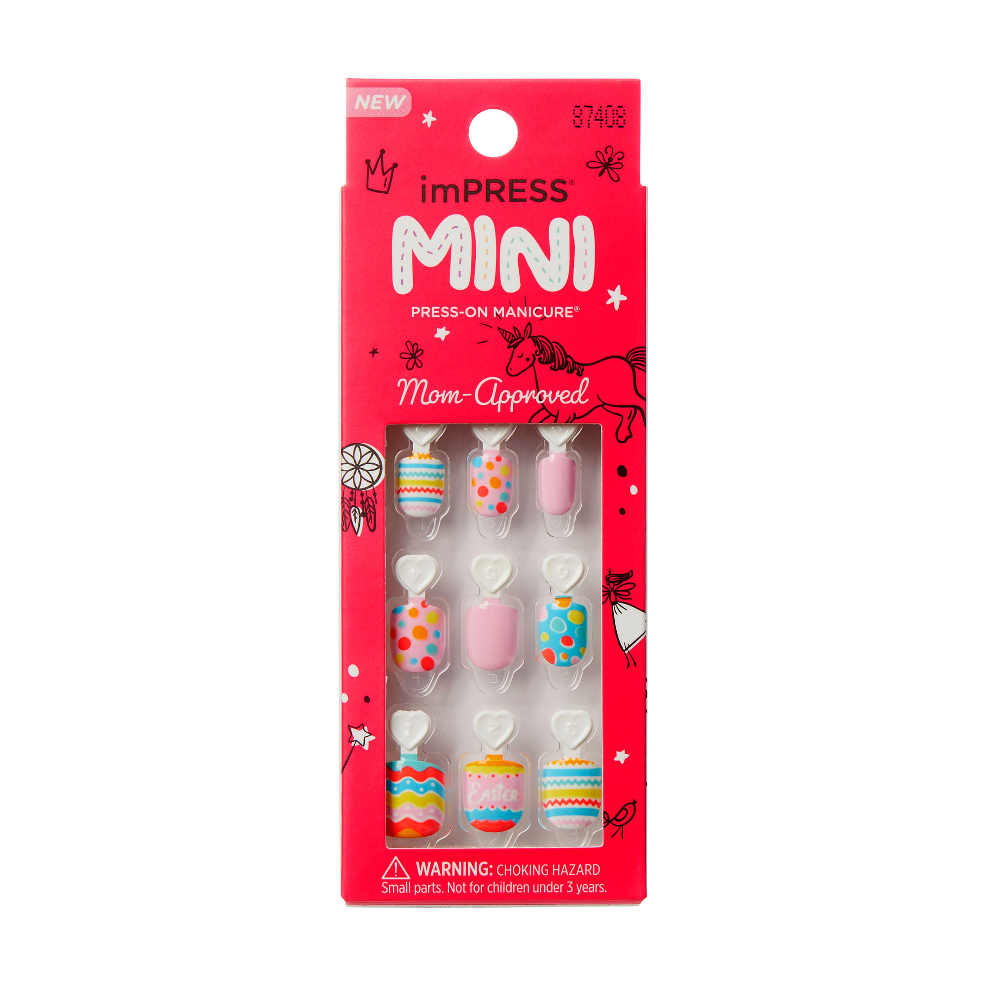 Unha Postiça imPress Mini Infantil Spring Song  Kiss New York Rosa