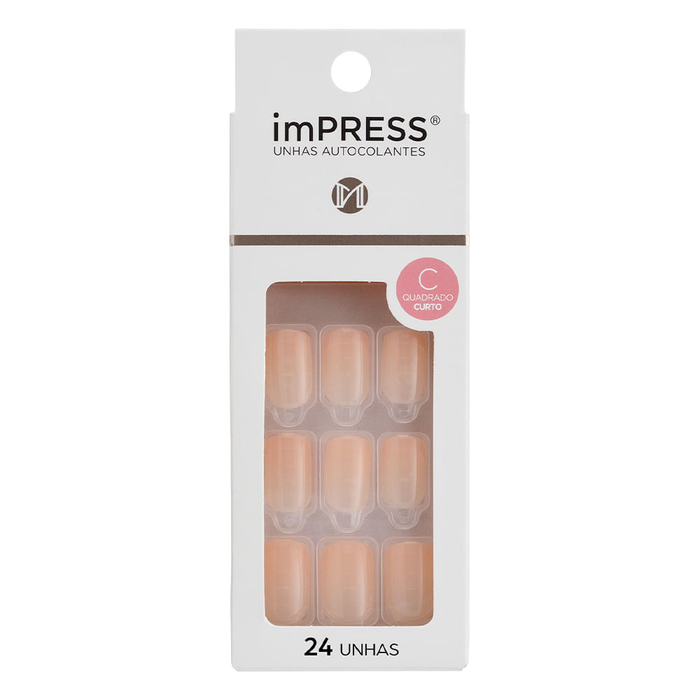 Unha Postiça Autocolante imPRESS Nude Free Pass Coral  Kiss New York Free Pass Coral