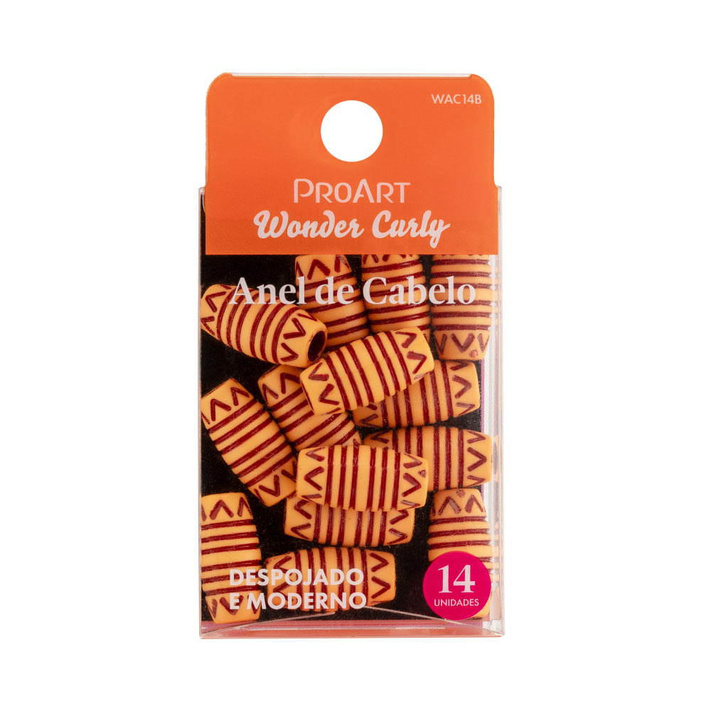 Anel De Cabelo Beige Plastic 14 Unidades  Proart Marrom